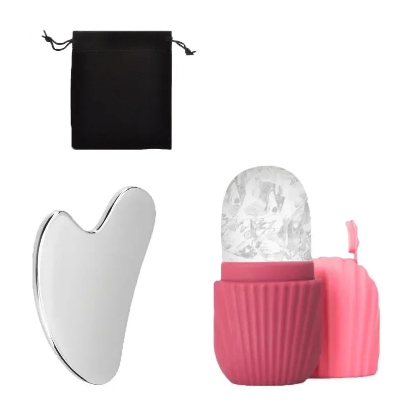 1/3PCS Ice Face Roller            Stainless Steel Gua Sha