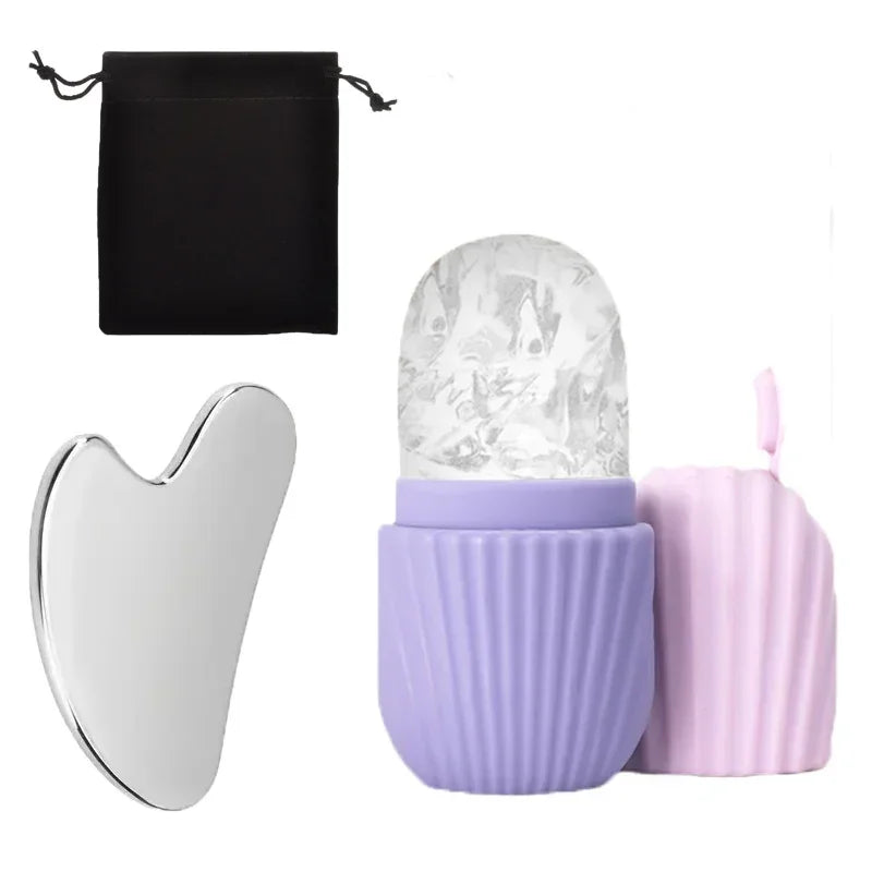 1/3PCS Ice Face Roller            Stainless Steel Gua Sha