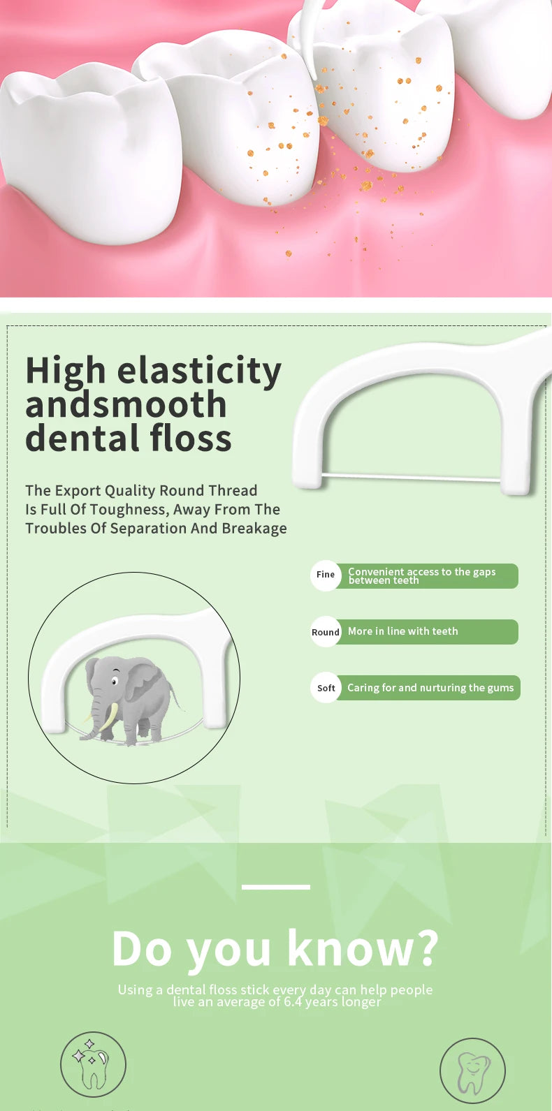 50/500pcs Dental Floss Minty Toothpicks