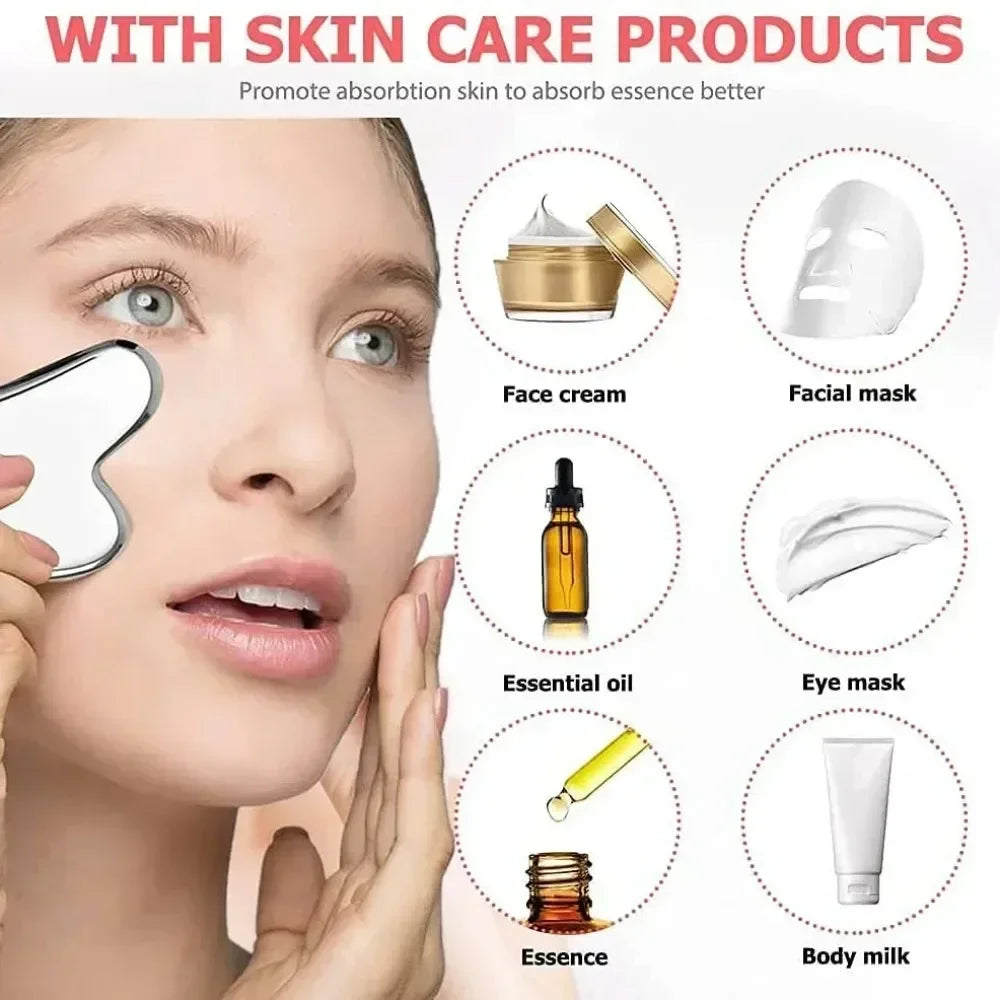 1/3PCS Ice Face Roller            Stainless Steel Gua Sha